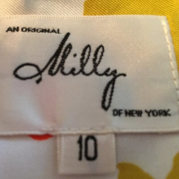 Milly multi color silk tie neck sleeveless top 10 - Picture 2 of 6